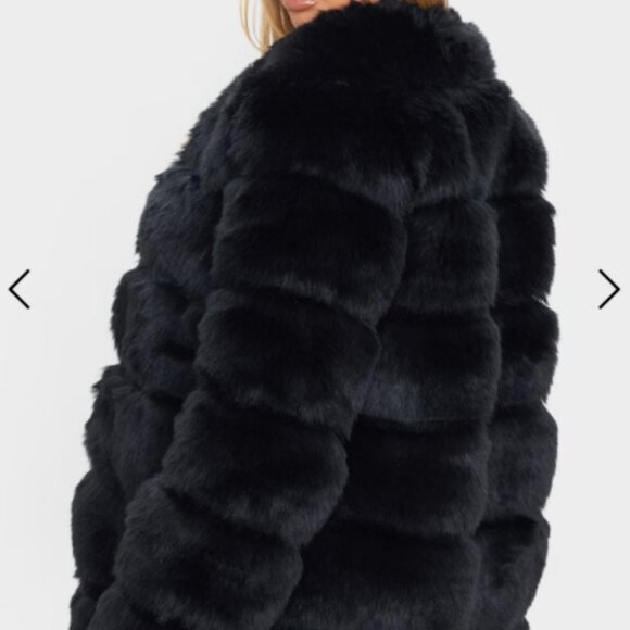 Black Faux Fur Bubble Coat - Pretty Little Thing - Picture 2 of 4